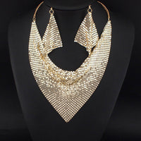 Oumei Liang Sequin Silk Scarf Design Collar Necklace Eardrops Suit