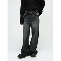 New American High Street Pu Handsome Mop Straight Loose Jeans
