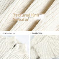 New FallWinter Mens Half-Neck Zip-Up Turtleneck Sweater