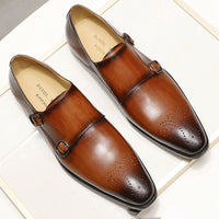Casual Men's Shoes Double-breasted Top Layer Cowhide