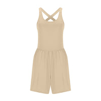 New Sports Fashion Suspenders Vest Stitching Pleated Zou Jumpsuit Women