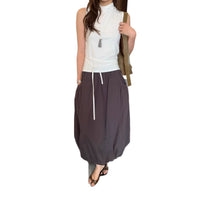 Korean-style Elastic-waist Designer A-line Bloom Versatile Midi Skirt