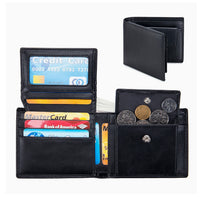 Men's Short Wallet Genuine Leather Trifold Wallet