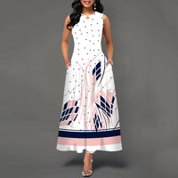 Womens Printed Crew-Neck Sleeveless Tank Dress