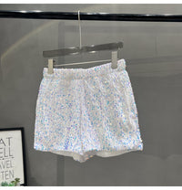 Suede Embroidered Beaded Gray Casual Shorts For Women