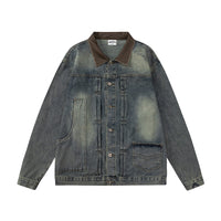 Washed And Worn Denim Jacket Men