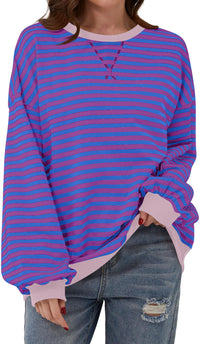 Women's Loose-fitting Casual Striped Hoodie