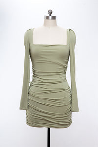 Sexy Backless Long-Sleeve Dress Cool Girl Nightclub Style Bodycon Sheath Mini Skirt