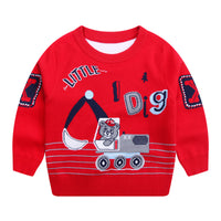 Autumnwinter New Cotton Line Cartoon Bear Excavator Boy's PulloverChildren's Long-sleeved Sweater