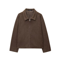 Collar casual versatile jacket with zipper and woolen coat