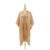 Flat Towel Shawl Gold And Silver Silk Slit Fashionable Beachwear Vacation Sun Protection Shirt