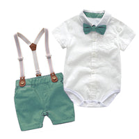 Gentleman Suit Baby Romper Bib Two-piece British Style Handsome Dress