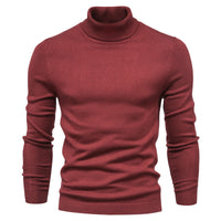 Casual Men's Solid Color Pullover Sweater High Neck