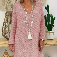 Women's Loose V-neck Plus Size Long Sweater