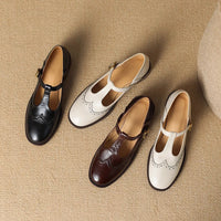 Vintage Brogue British Style Chunky Heel Pumps