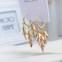 Light Luxury Golden Wheat Tassel Drop Earrings, Elegant Huggie Hoop Earrings, Niche Design