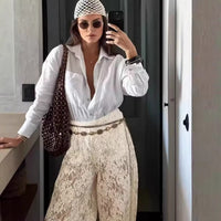 Fashionable Casual Versatile Lace Elastic Waist Loose Pants For Women