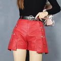 High Waist Slimming Fashion All-match Wide Leg Leather Shorts Boot Pants