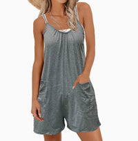 Womens Casual Sleeveless Camisole Jumpsuit With Front Pockets