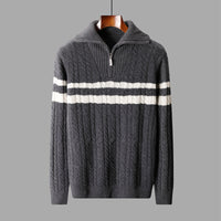 Thickened Zipper Lapel High Collar Loose Sweater