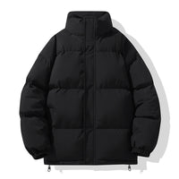 Solid Color Down Coat Couple Stand-up Collar Cotton-padded Coat