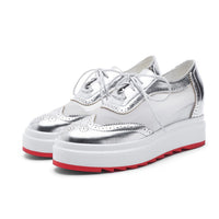 Platform Shoes With Sequins Lace-up