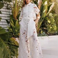 Cardigan Top And Wide-leg Pants Two-piece Set