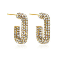 Fashionable Light-luxury Fully Diamond-encrusted Copper-plated Oval Earrings For Women