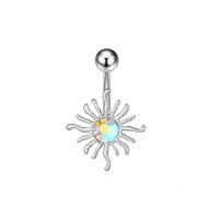 Flower Belly Ring Inlaid Zircon Water Drop Serpentine