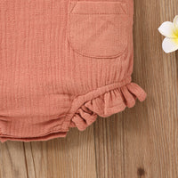Bubble Cotton Square Collar Flounced Sleeve Sleeve Romper