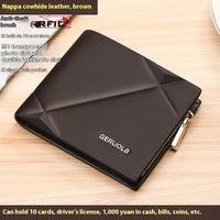 Men's Short Leather Wallet With Zipper