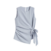 Women's Lace-up Sleeveless Shirt Irregular Cinched Top