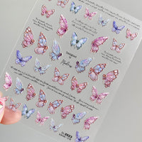 Embossed Black-and-white Butterfly Rose Nail Stickers