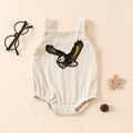 Embroidered Eagle Print Sling Romper