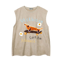 Sausage Dog Print Casual Vest Men