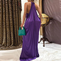 Elegant Solid-Color French-style Halter Neck Dress For Women