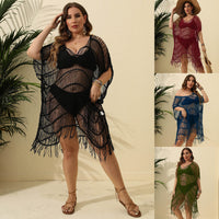 Sexy Sheer Tassel Patchwork Bikini Cover-Up Dress For Women