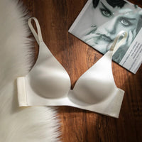 Womens Solid Color Minimalism Deep-V Satin Bodysuit