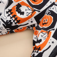 Boys Fashion Pumpkin Letters Printed Hooded Sweatshirt Pants Set