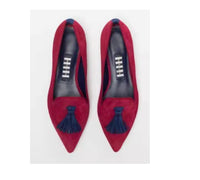 Women's Low-cut Pointed-toe Colorblock Tassel Flat Shoes