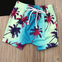 Black Vest Coconut Leaf Shorts Set Two-piece Elastic Cotton Set