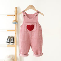 Suspender Pants Boys And Girls Corduroy Love Embroidered Jumpsuit