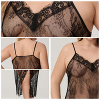 Plus-size Camisole Pajamas For Women Summer Satin Sexy Lace Maxi Nightgown And Loungewear