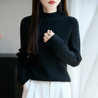 Women's Loose-fitting Mid-neck Sweater Long Sleeve Base