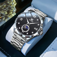 Stylish Mens Diamond-encrusted Calendar Quartz Watch A Classic Timepiece For The Modern Businessman