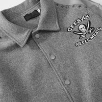 Men's Trendy PU Leather Contrast Color Stitching Baseball Uniform