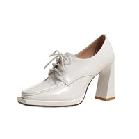Women's Patent Leather Chunky Heel Platform Shoes