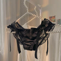 Pure Color Cotton Panties With Lace Back And Sweet Bow