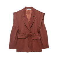 Women's Long-sleeved Suit Jacket With Wide Shoulder Strap And Suit Collar