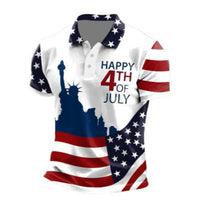 Short-sleeve T-shirt With National Flag Print And A Turn-down Collar POLO Shirt